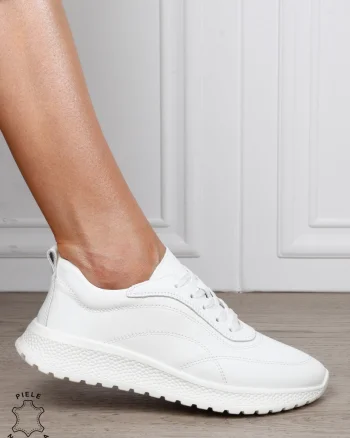 Pantofi casual din piele naturală pentru un stil autentic CRL1816 ALB