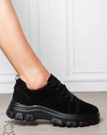 Pantofi casual dama Ppremium din piele naturală INTOARSA CRL1818 NEGRU
