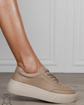 Pantofi Casual dama din Piele Naturala CRL1539 KHAKI