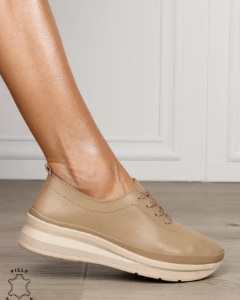 PANTOFI CASUAL Dama Piele Naturala USOR INALTA CRL1051 Culoare: KHAKI