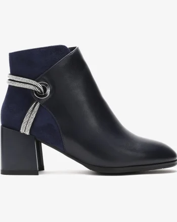 Botine dama din Piele Ecologica+Piele Ecologica Intoarsa CRL0662 Bleumarin