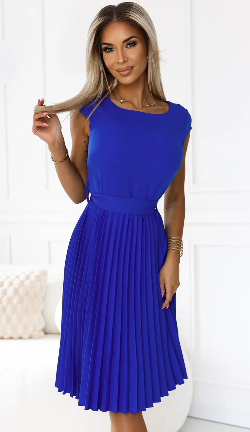 Rochie albastra midi plisata Karima