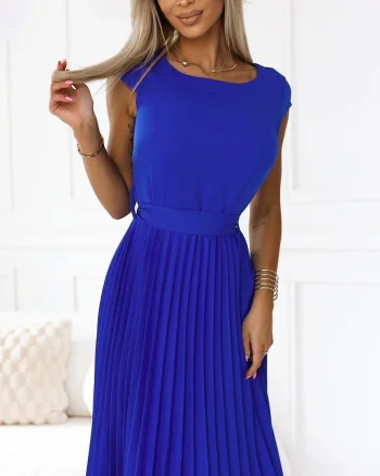 Rochie albastra midi plisata Karima