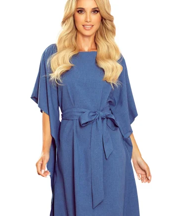 Rochie de vara, eleganta, midi, albastra, croi fluture, Butterfly