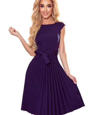 Rochie midi bleumarin plisata Karima