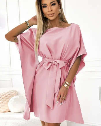 Rochie midi oversize roz croi fluture Butterfly