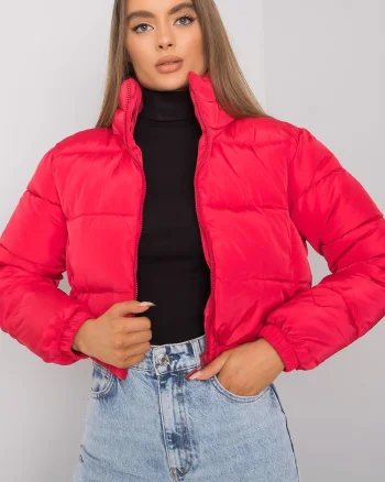 Geaca dama bomber scurta, rosie, matlasata, Amedeia