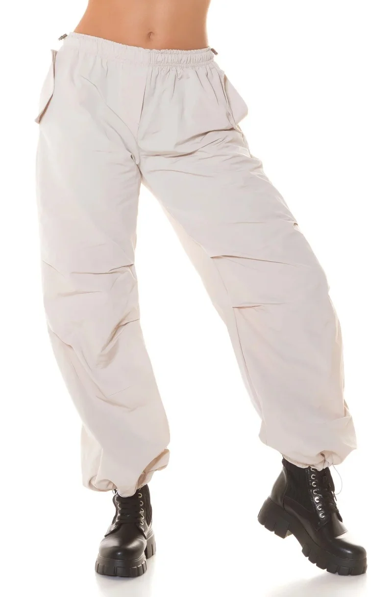Pantaloni dama cargo, bej, oversize, Tenille