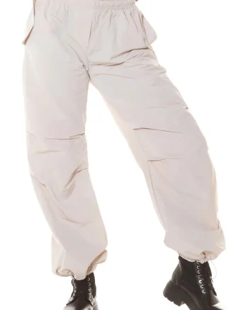 Pantaloni dama cargo, bej, oversize, Tenille