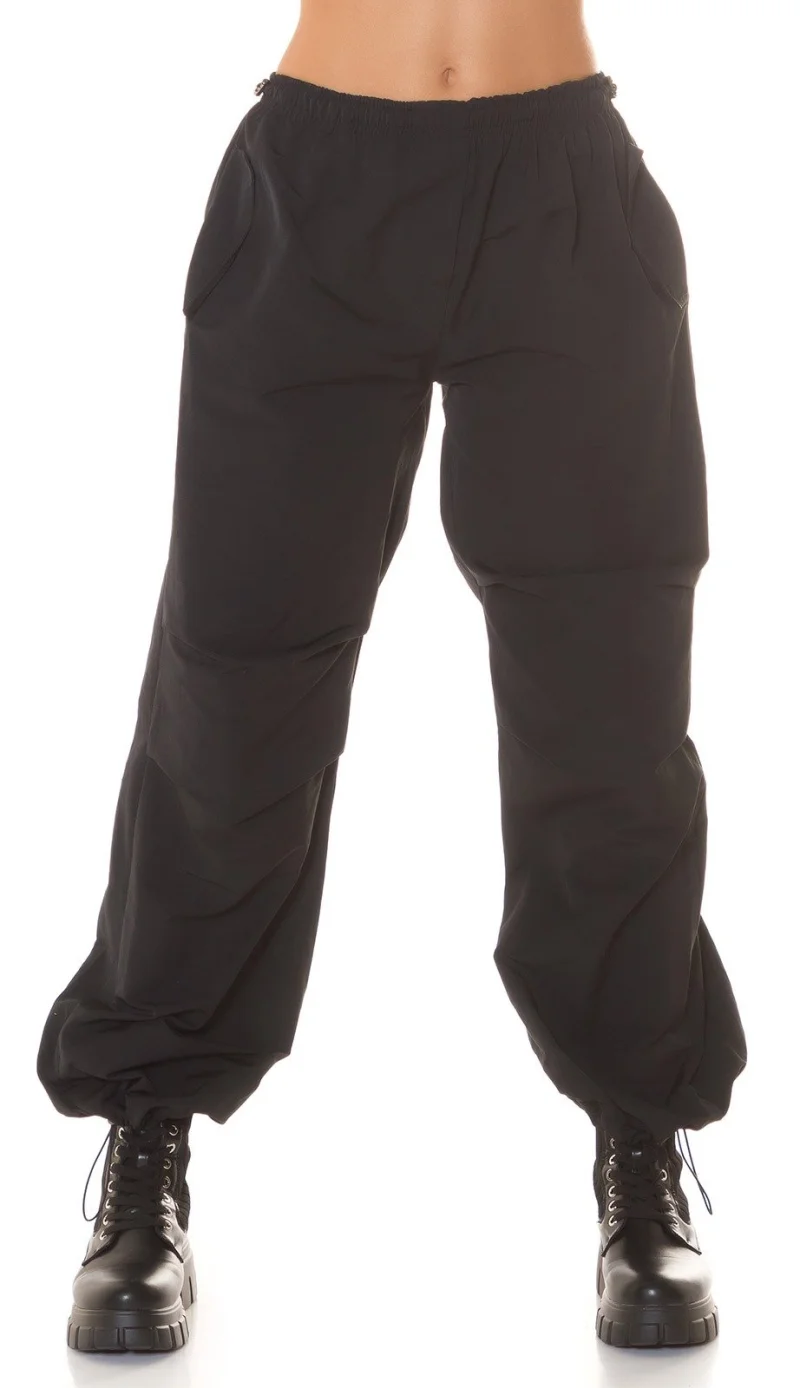 Pantaloni dama cargo, negri, oversize, Tenille