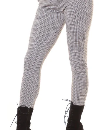 Pantaloni dama casual bronz in carouri mici Klasikinis