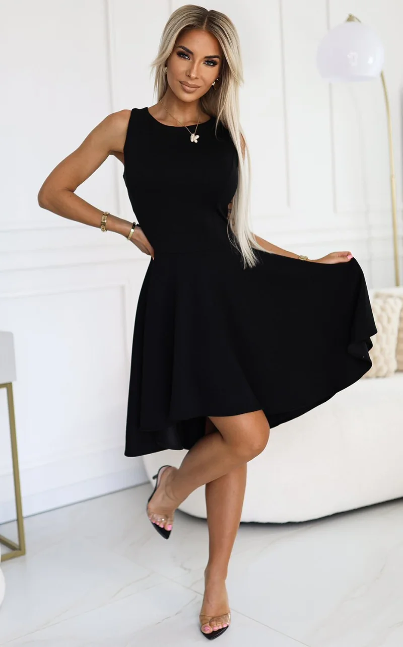 Rochie baby doll scurta neagra asimetrica Euphoria