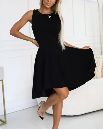 Rochie baby doll scurta neagra asimetrica Euphoria