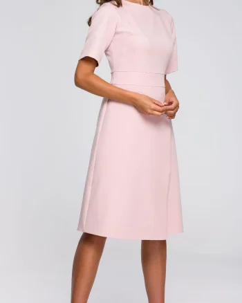 Rochie de zi roz midi evazata Hullya