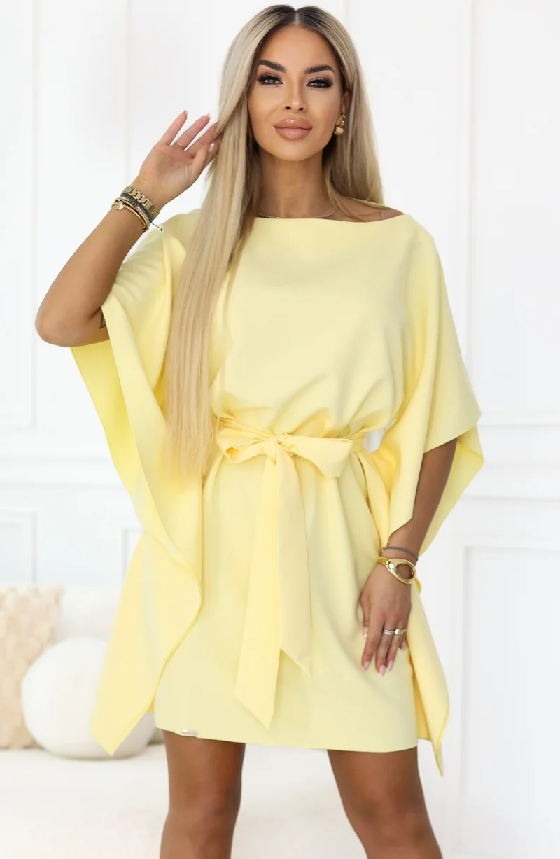 Rochie eleganta midi galbena croi fluture oversize Butterfly