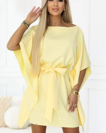 Rochie eleganta midi galbena croi fluture oversize Butterfly