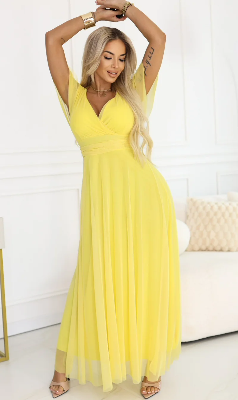 Rochie galbena eleganta lunga din tulle vapoaroasa NastiaN