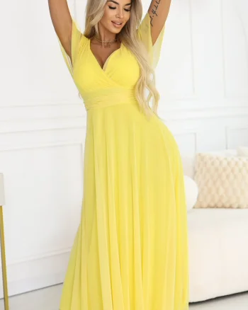 Rochie galbena eleganta lunga din tulle vapoaroasa NastiaN