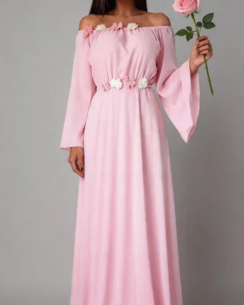Rochie lunga din voal roz AngelD