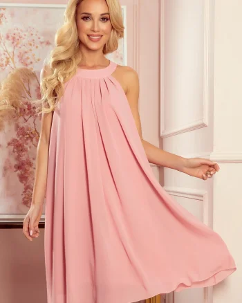 Rochie midi vaporoasa roz pal lejera Alizee