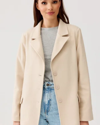 Sacou dama elegant, clasic, bej, cu nasturi, FreyaR