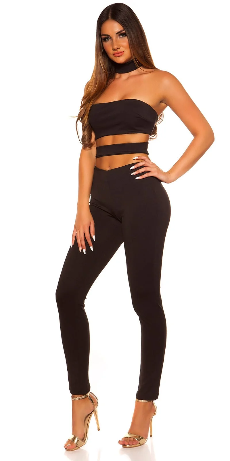 Salopeta neagra cu decupaje sexy Katiusa