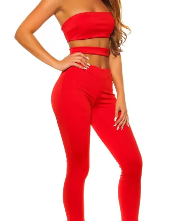 Salopeta rosie cu decupaje sexy Katiusa