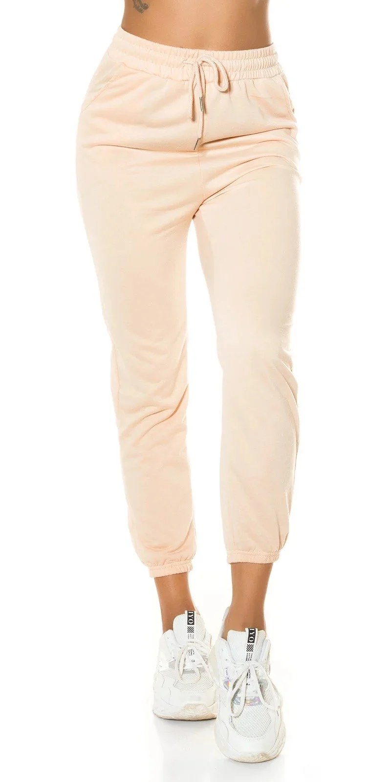 Pantaloni trening de dama, bumbac, bej Malva