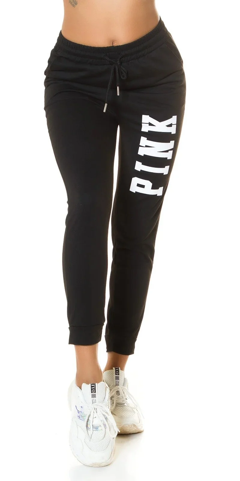 Pantaloni trening de dama, bumbac, negru Moony