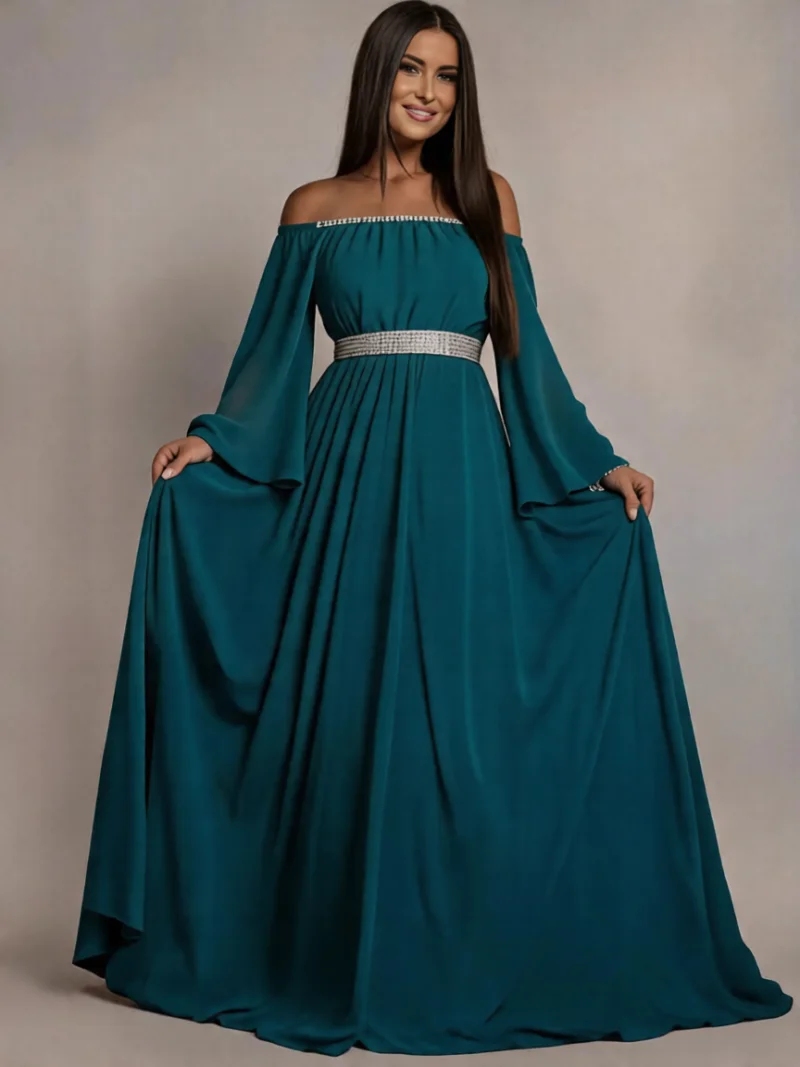Rochie de ocazie lunga din voal turcoaz Cinderella
