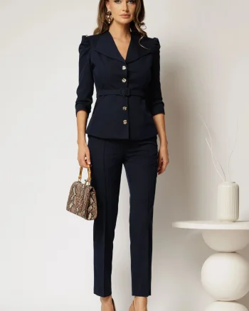 Compleu DY Fashion bleumarin format din sacou si pantaloni