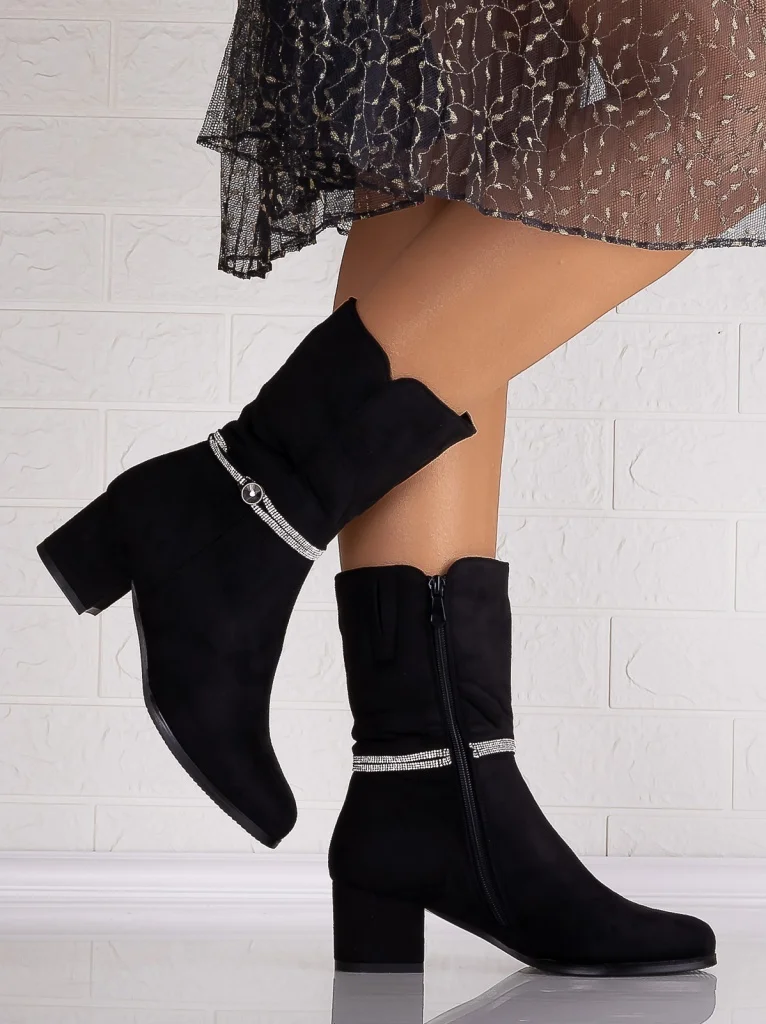 Botine Dama Negre din Piele Ecologica Intoarsa Nivoria