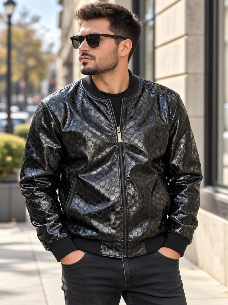 Geaca barbati neagra piele ecologica B2863 125-3