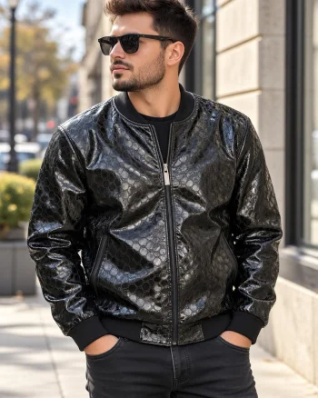 Geaca barbati neagra piele ecologica B2863 125-3