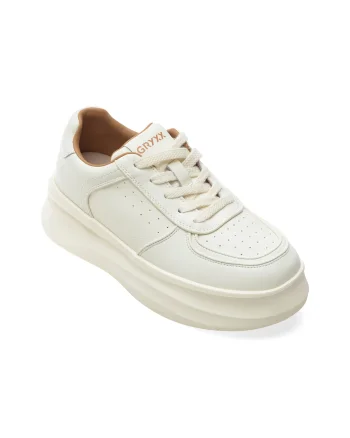 Pantofi sport GRYXX albi, 6811, din piele naturala