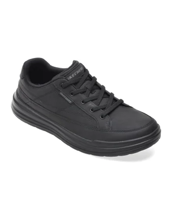 Pantofi sport SKECHERS negri, STERLING, din piele ecologica