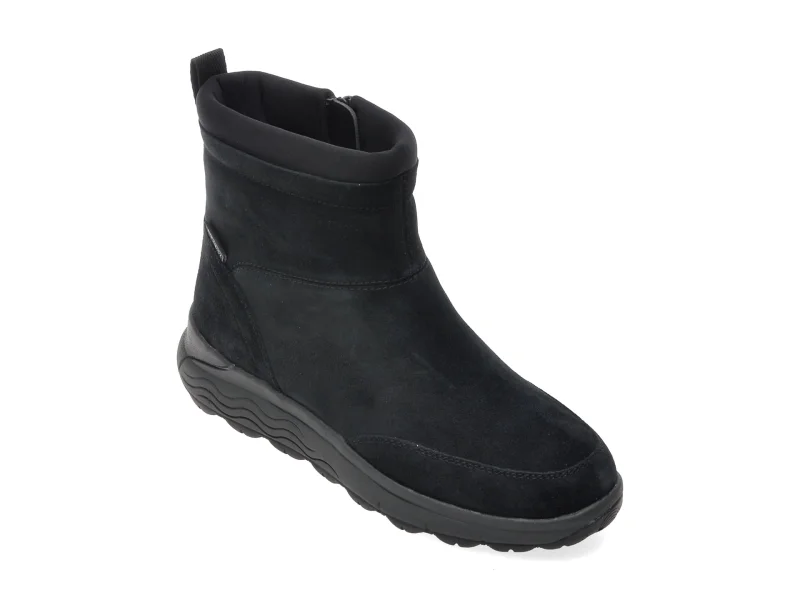 Ghete GEOX negre, D6626C, din piele intoarsa