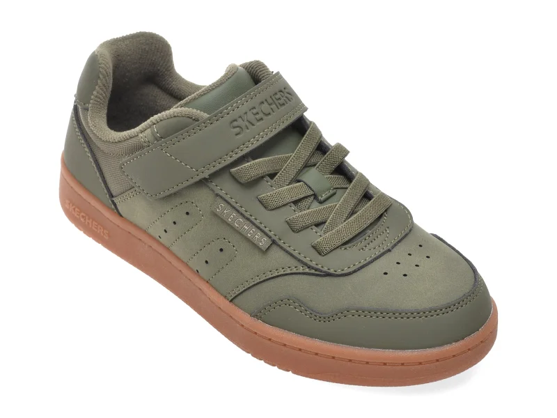 Pantofi sport SKECHERS kaki, QUICK STREET, din piele ecologica