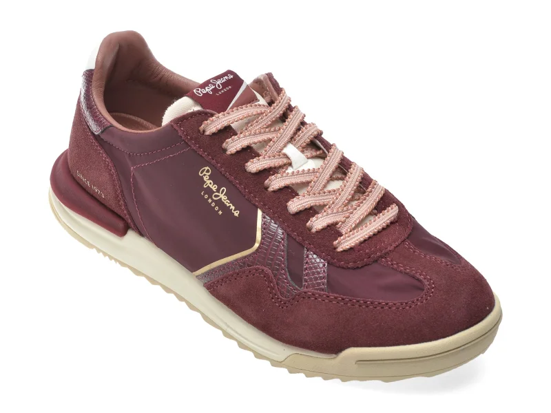 Pantofi sport PEPE JEANS visinii, LS60090, din material textil si piele naturala