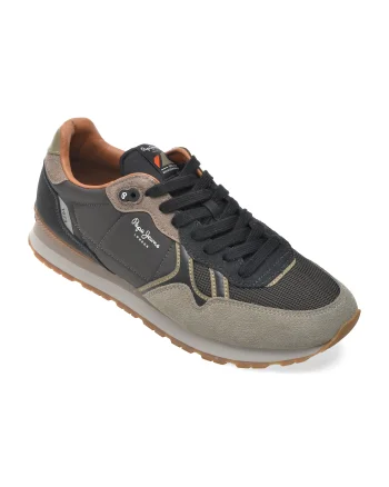 Pantofi sport PEPE JEANS gri, MS40049, din material textil si piele naturala