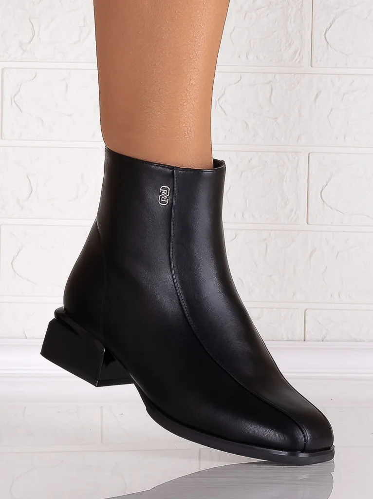 Botine Dama Imblanite Negre din Piele Ecologica Vidaria