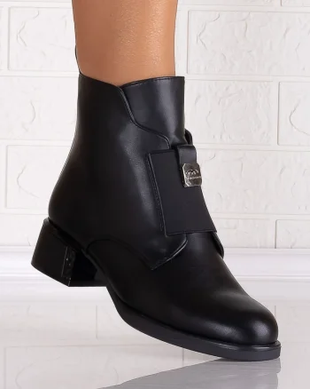Botine dama Imblanite Negre din Piele Ecologica Rosania