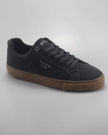 s.Oliver Sneakers barbati cu siret, din piele naturala, intoarsa, Gri inchis (SELECTATI MARIMEA: 40)