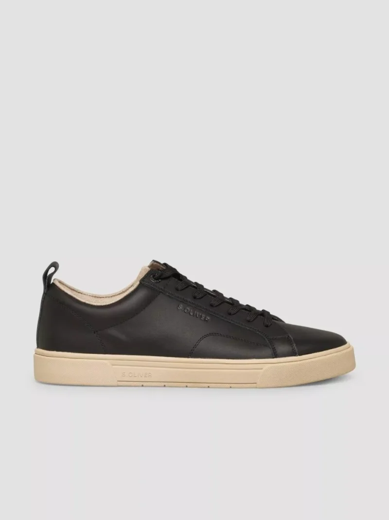 s.Oliver Sneakers barbati, casual din piele naturala, Negru (SELECTATI MARIMEA: 40)