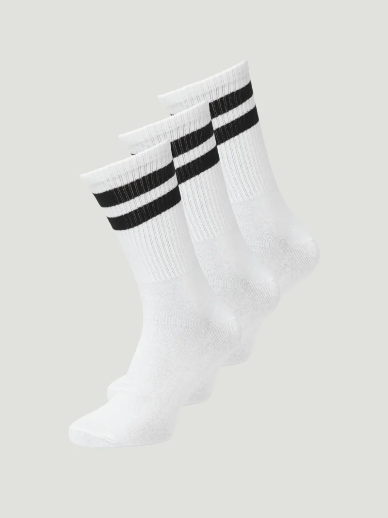 Jack & Jones Set 3 perechi de sosete tenis, barbati, JACTRAVIS, cu logo, Alb (SELECTATI MARIMEA: Universala)
