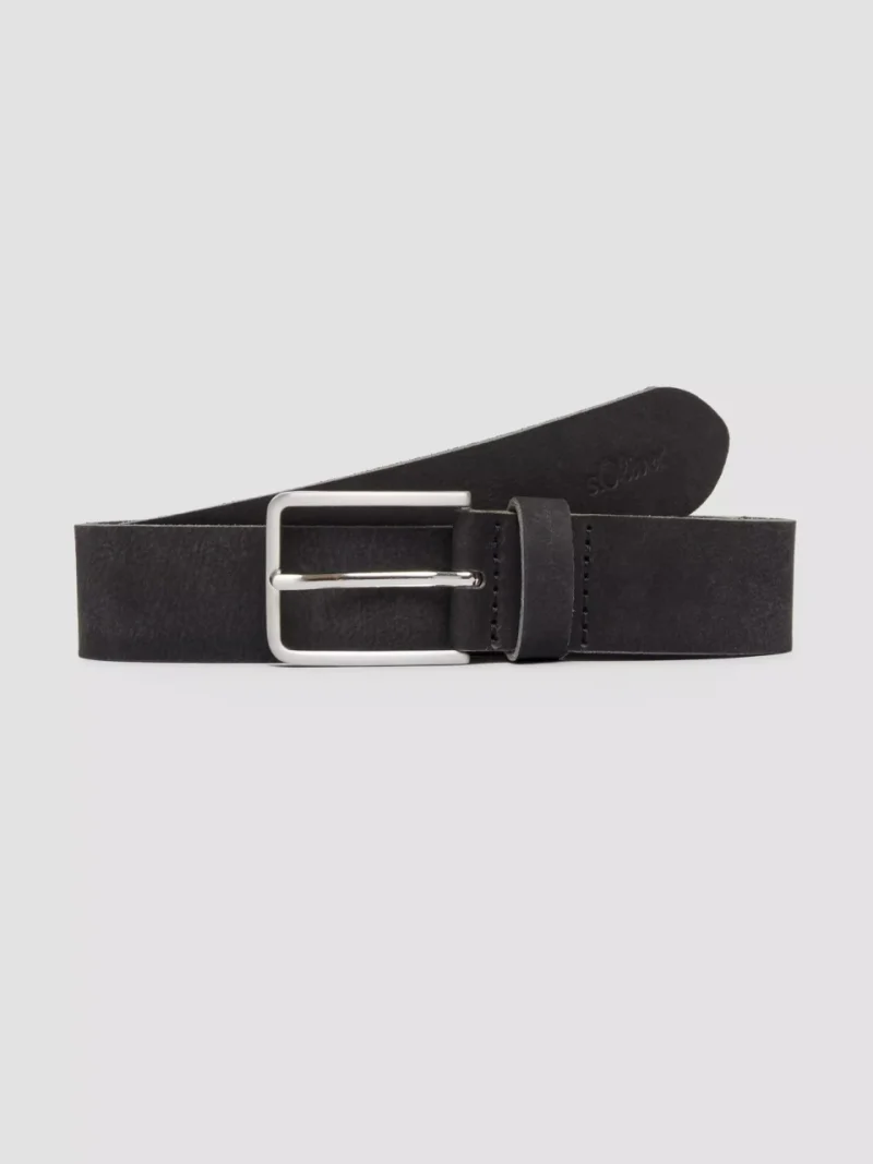 s.Oliver Curea barbati din piele intoarsa, catarama clasica cu stift, Negru (SELECTATI MARIMEA: 85 cm)