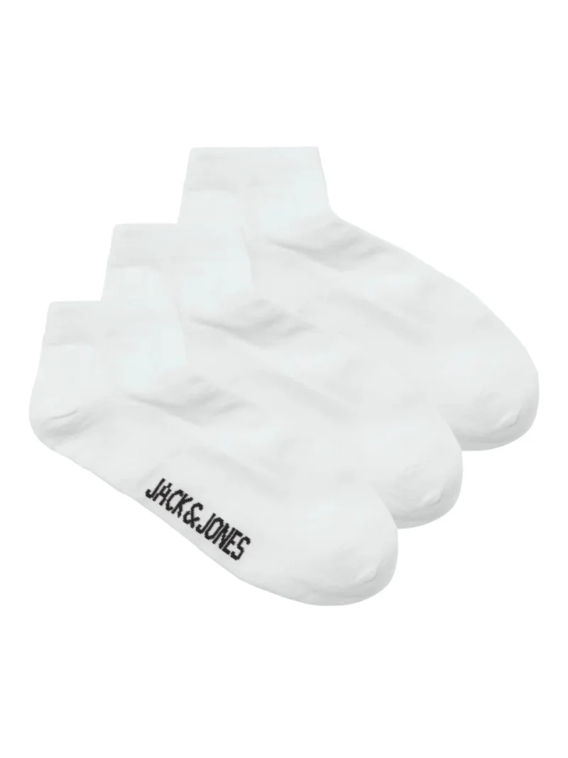 Jack & Jones Set 3 perechi de sosete scurte, barbati, din amestec de bumbac, JACLOUIS, Alb (SELECTATI MARIMEA: Universala)