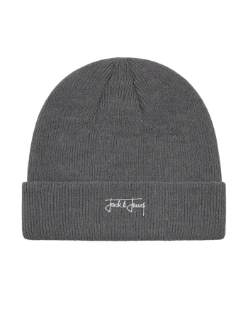 Jack & Jones Caciula barbati, cu logo, JACSEAN, Gri inchis (SELECTATI MARIMEA: Universala)
