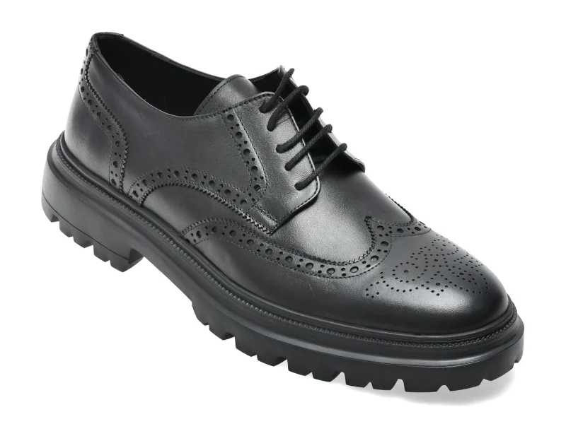 Pantofi eleganti OTTER negri, RG03, din piele naturala