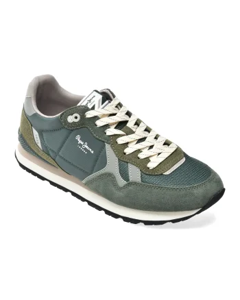 Pantofi sport PEPE JEANS verzi, MS40050, din material textil si piele naturala